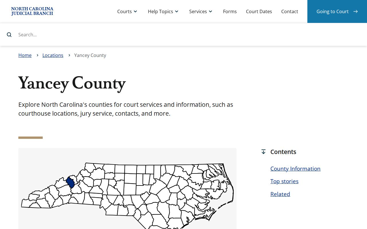 Yancey County North Carolina court records and criminal calendar source
